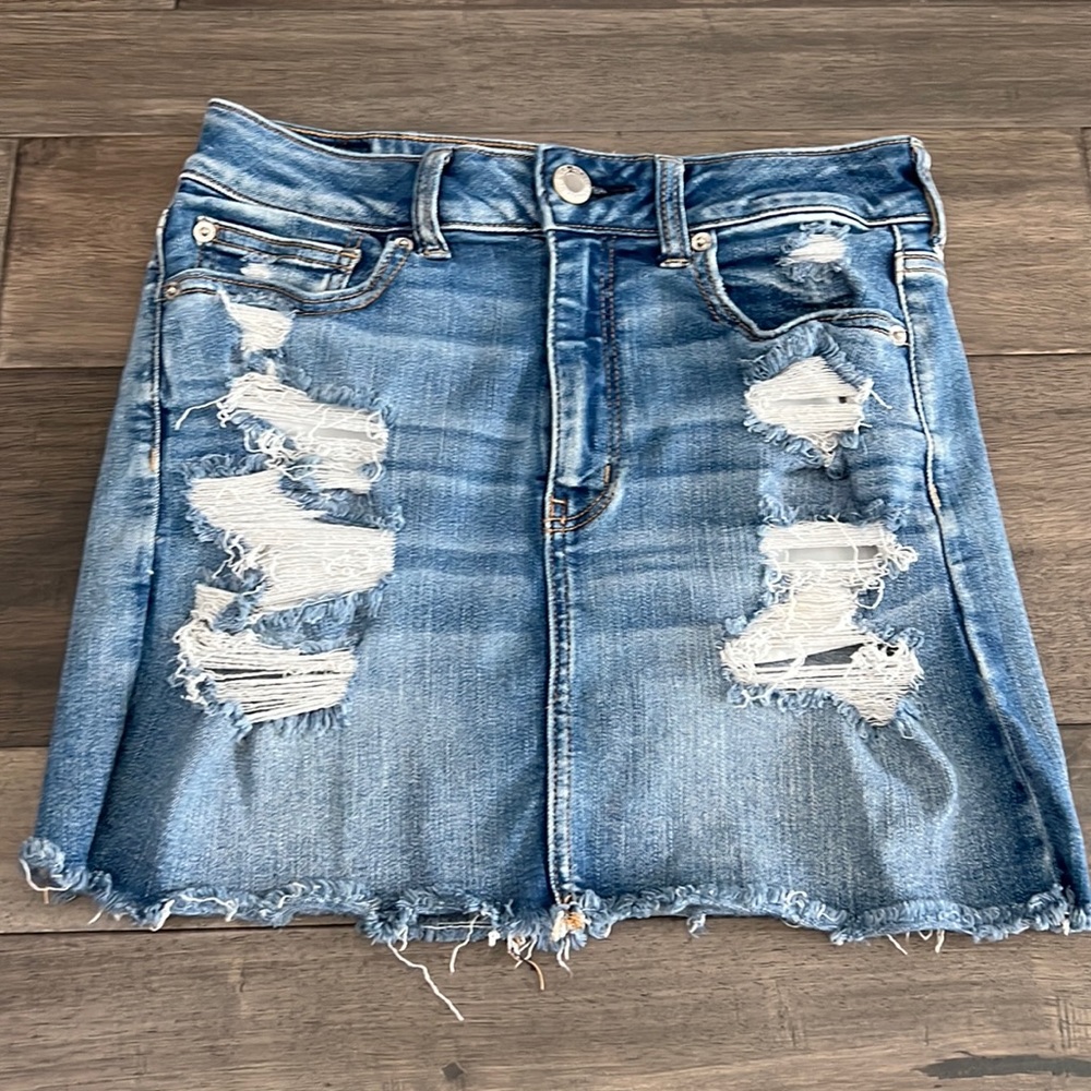 American‎ Eagle Next Level Stretch X Distressed Jean Skirt Womens Size 6
